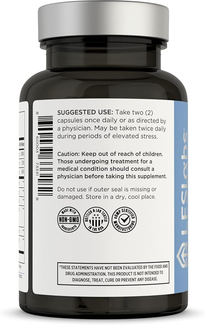 LES Labs GABA Health – Calm Mind & Relaxation, Stress Relief, Neurotransmitter Support & Deep Sleep – GABA, Taurine, Passionflower, Skullcap, L-Theanine & Magnesium – Non-GMO Supplement – 90 Capsules
