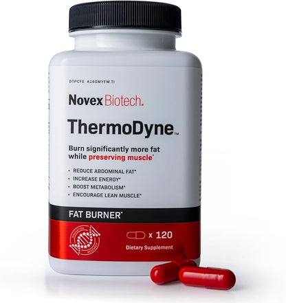 Novex Biotech ThermoDyne - Thermogenic Fat Burner for Men - Weight Loss Pills – Appetite Suppressant – Metabolism Booster for Men – Green Tea Extract - 200mg Caffeine - 120 Count