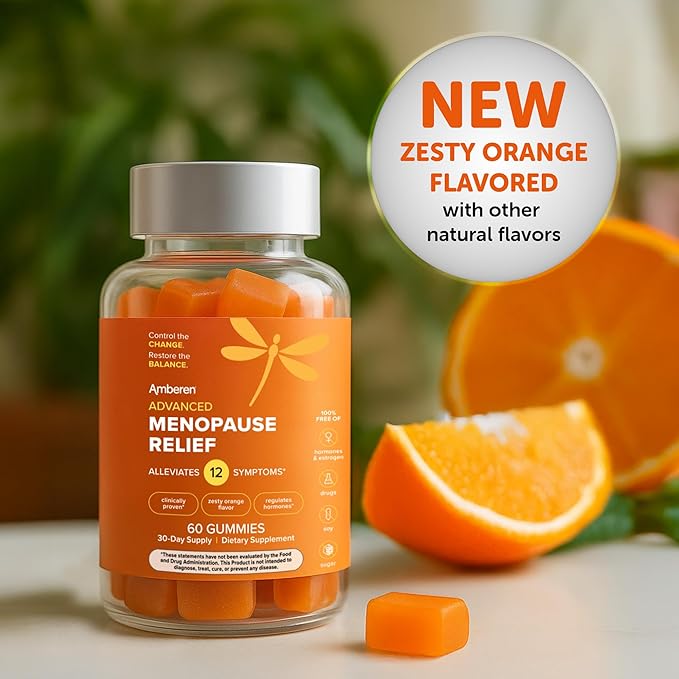 Amberen Menopause Supplement for Women, 60 Gummies, Clinically Proven, Helps Support Hormone Balance, Helps Relieve 12 Menopause Symptoms: Hot Flashes, Night Sweats, Mood Swings and More