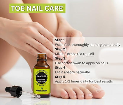 Earth N Pure Tea Tree Essential Oil Steam Distilled, Natural and Therapeutic Grade for Scalp & Skin Care with Glass Dropper | 15 ML