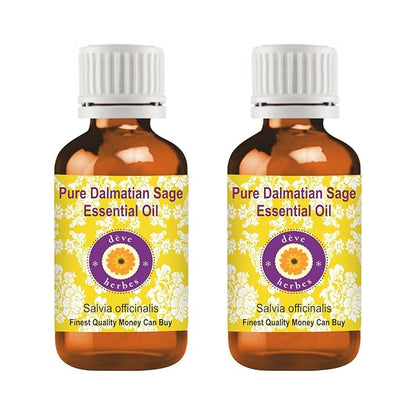 dève herbes Pure Dalmatian Sage Essential Oil (Salvia officinals) Steam Distilled (Pack of Two) 100ml X 2 (6.76 oz)