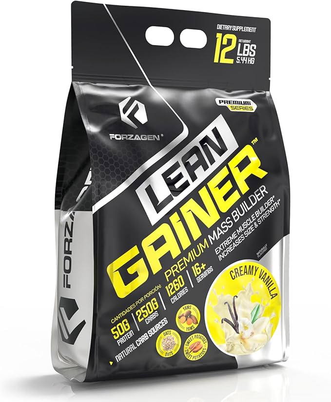 Forzagen Lean Gainer Premium Mass Builder | Mass Gainer Protein Powder for Men & Women (12 Lbs, Creamy Vanilla)