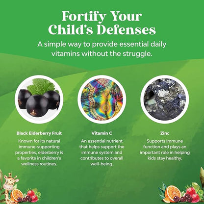 Sambucus Elderberry Gummies for Kids Health - Delicious Black Elderberry Gummies with Zinc and Vitamin C for Kids Immune Support - Gelatin and Gluten Free Non-GMO Immunity Support - 60 Count