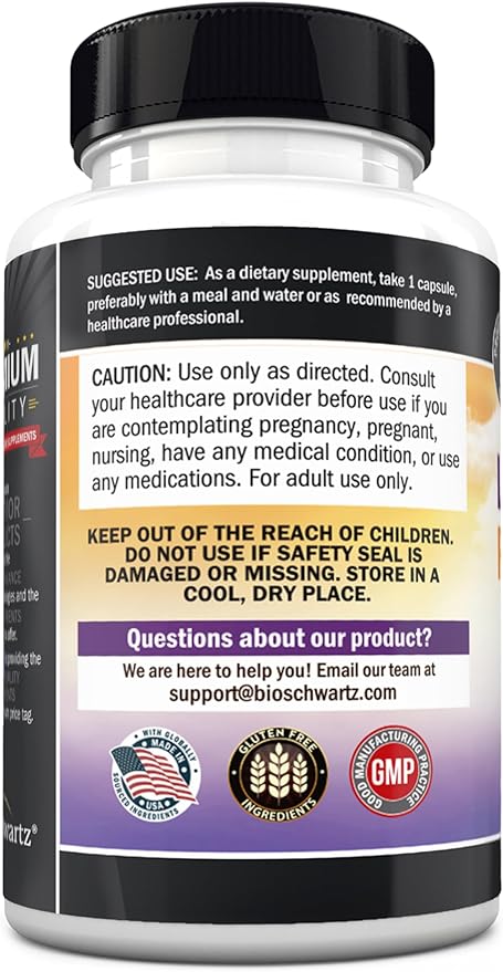 BioSchwartz Reduced Glutathione Supplement 500mg with Alpha Lipoic Acid 50mg & Milk Thistle 100mg - Glutathione Reduced Form - Gluten-Free, Third Party Quality Tested - 30 Capsules, 30 Day Supply