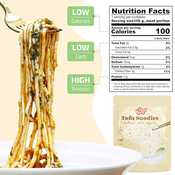 HealSpot Tofu Noodles,High Protein Ramen,Sugar Free Pasta,Low Carb,Low Fat,Low Glycemic,Non GMO,Keto & Plant Based Friendly,Ready to Eat Meals,Made with Pure Soy Milk,Soft,Easy to Digest(6 packs) | Healthy, Light in Taste, Clean Ingredient, Satisfying
