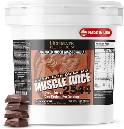 Ultimate Nutrition Muscle Juice, Weight Gain Drink Mix - Mass Gainer Workout Powder for Men & Women - Supplement for Lean Muscle Growth & Immune Support with 55g Protein - Chocolate, 10.45lb