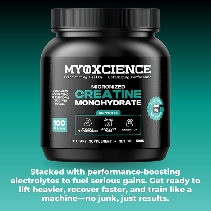 MYOXCIENCE Micronized Creatine | Supports Muscle Performance, Lean Body Mass, & Cognition | 100 Servings
