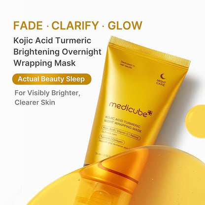medicube Wrapping Mask Kojic Acid, Turmeric, Vitamin C Overnight Peel Off Facial Mask | Brighten & Defends Against Skin Stress for a Clear, Glowing Complexion | Korean Skin Care, 2.53 fl.oz
