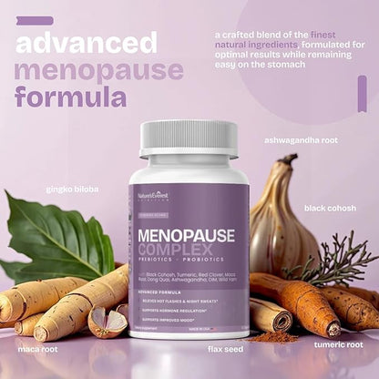 Complete Menopause Supplement for Women – Supports Hormone Balance, Hot Flashes, Night Sweats & Mood – with DIM, Black Cohosh, Dong Quai, Chasteberry, Pre & Probiotics – 90 Capsules – Made in USA