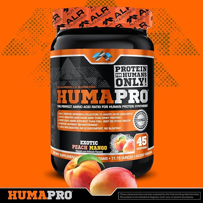 HumaPro Essential Amino Acid Formula | EAA Protein Supplement | Supports Muscle Recovery & Performance | Vegan, Gluten Free | | 45 Servings (Exotic Peach Mango)