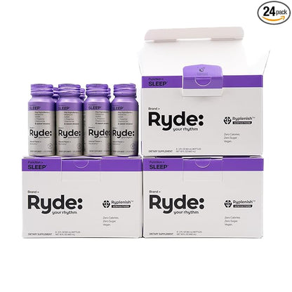 Ryde: SLEEP | 2oz Sleep Shot for Occasional Use | Melatonin, GABA, L-Theanine & Chamomile | Blackberry Natural Flavor | Sugar-Free, Zero Calories, Vegan | Manufactured in USA (24 Pack)