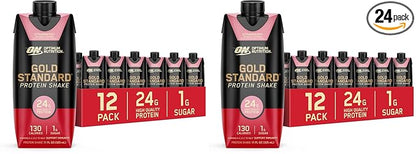 Optimum Nutrition Gold Standard Shake, 24g Protein, Ready to Drink-Protein, Strawberry, 11 Fl Oz, (Packaging May Vary) 1 Count (Pack of 24)