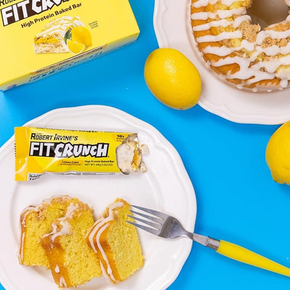 FITCRUNCH Snack Size Protein Bars, 6-Layer Baked Bar, 3g of Sugar & Soft Cake Core (18 Bars, Lemon Cake)