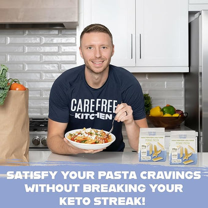 Care Free Kitchen Plain Penne 8oz (3 Pack) Keto Pasta Noodles, 20g High Protein, Low Carb 2g Net Carbs, 26g High Fiber