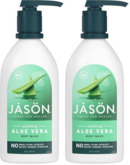 JASON Natural Body Wash & Shower Gel, Soothing Aloe Vera, 30 Oz (Pack of 2)