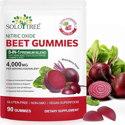 Beets Gummies, Blood Pressure Support, 90 Beet Chews Liposomal Beet Powder for Superior Absorption, Grape Seed for Nitric Oxide, Circulation & Heart Health, Vegan, Non-GMO