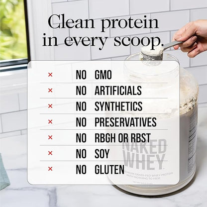 NAKED Strawberry Whey Protein - All Natural Grass Fed Whey Protein Powder + Dried Strawberries + Coconut Sugar- 5lb Bulk, GMO-Free, Soy Free, Gluten Free. Aid Muscle Growth & Recovery - 61 Servings
