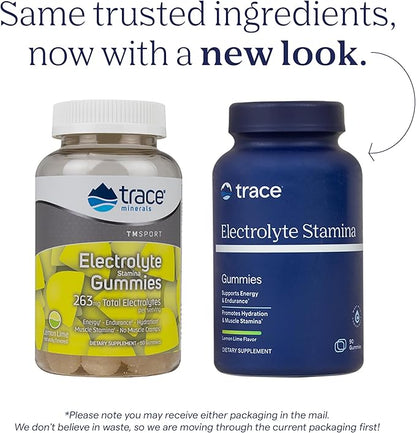 Trace Minerals Electrolyte Stamina Gummies - Convenient Electrolyte Supplement that Supports Hydration - Supports Optimal Energy - Muscle Stamina - Vegan - Lemon Lime - 90 Count (30 Servings)
