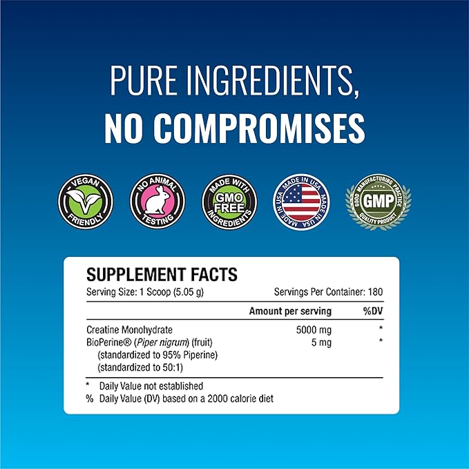 Approved Science Creatine Monohydrate Powder – with BioPerine – Supports Strength, Lean Muscle & Recovery – 5 g Per Serving – Unflavored Creatine Powder – Non-GMO, Vegan – 360 Servings (Pack of 2)