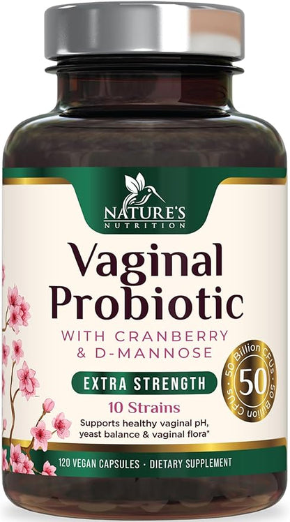 Probiotics 50 Billion CFU per Serving - 10 Strains & Prebiotics - Supports Women's pH Balance, Digestive, UT & Feminine Health - SVag Women Health Supplements - Shelf Stable Bottled USA - 120 Capsules