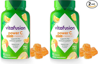 Vitafusion Extra Strength Power C Gummy Vitamins, Tropical Citrus Flavored Immune Support (1) Vitamins, 92 Count (Pack of 2)
