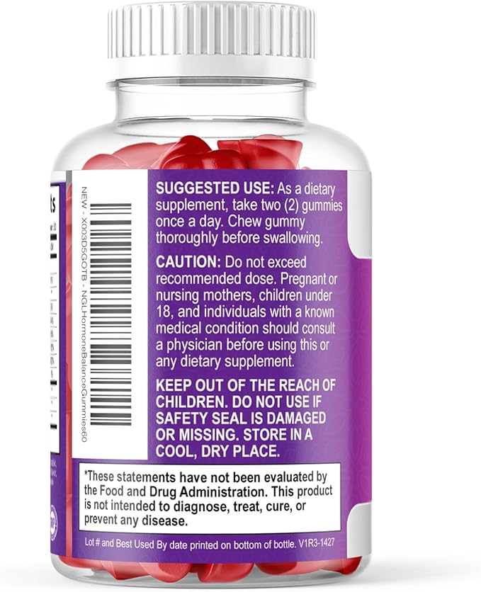 Menopause Supplement for Women - Complete Multi-Benefit Menopause Relief Gummy for Mild Hot Flashes & Night Sweats, Natural Balance & Energy Support, Menopausal Vitamins, Gluten Free - 60 Gummies