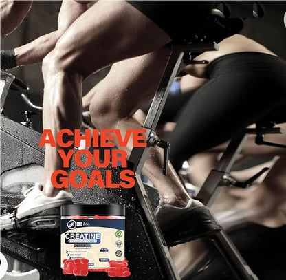 S.G Creatine Monohydrate Gummies for Men & Women ‒ Sugar Free - Vegan - 5g Creatine for Muscle Support ‒ Pre-Work Out Chewable Supplements for Energy Boost ‒ Strawberry Flavored 120ct Gummies.