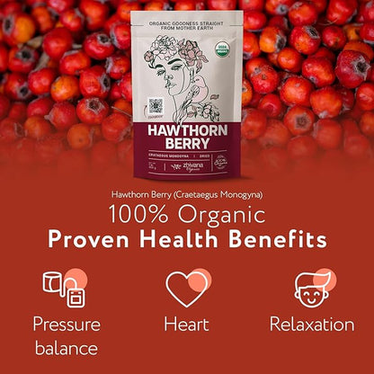 Organic Hawthorn Berry Tea (16 oz.) - Hawthorn Tea, Hawthorne Berries - High Blood Pressure, Heart Health Support, Relaxation