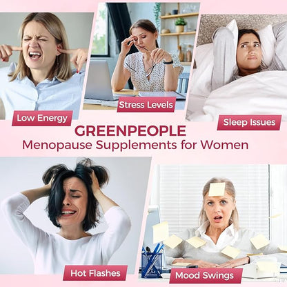 GREENPEOPLE Menopause Supplements for Women Gummies - 16-in-1 Dual Action Menopause Relief W/Black Cohosh, Vitex, Beef Organs for Hormone Balance, Hot Flashes, Night Sweats & Mood, Sugar-Free 60 CT