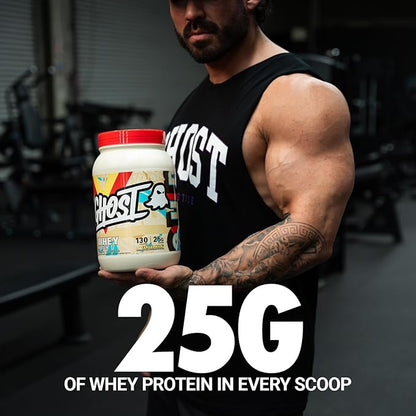 GHOST Whey Protein Powder, Cereal Milk - 2LB, 25G of Protein - Whey Protein Blend - ­Post Workout Fitness & Nutrition Shakes, Smoothies, Baking & Cooking - Soy & Gluten-Free