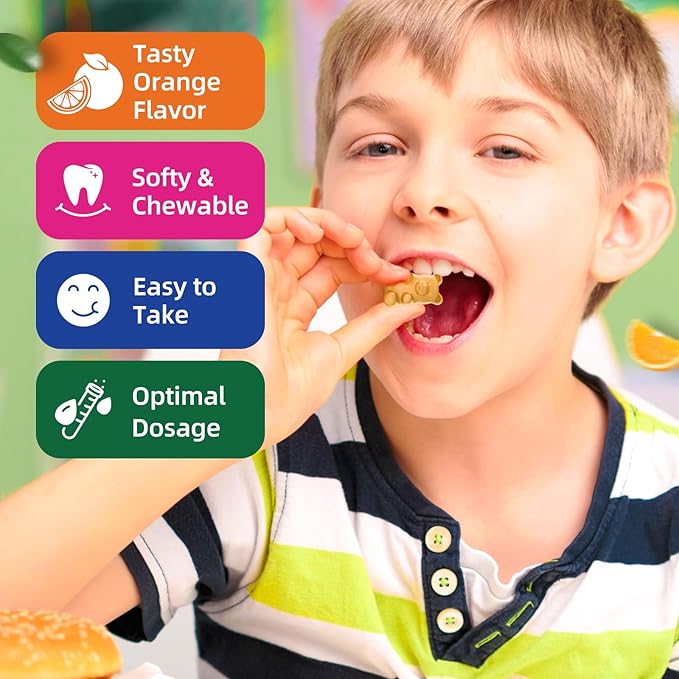 Calm Magnesium Gummies for Kids - Magnesium Glycinate Supplement for Sleep, Brain, Immune & Bone Health - Great Tasting Magnesium Gummies for Kids & Adults - Vegan Sugar Free Orange 60ct