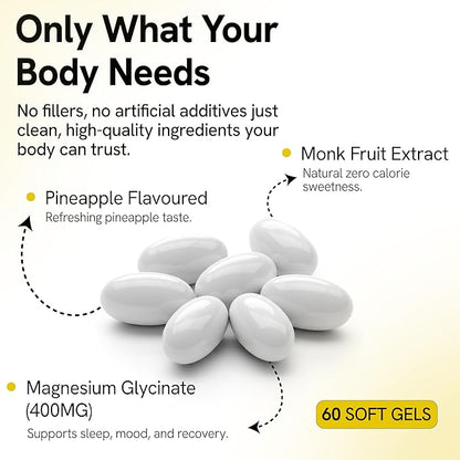 Magnesium Glycinate Gummies 400mg - Sleep Gummies for Kids & Adults - Magnesium Glycinate Chewable High Absorption for Muscle Recovery, Better Sleep & Relaxation (Magnesium Glycinate Softgels)