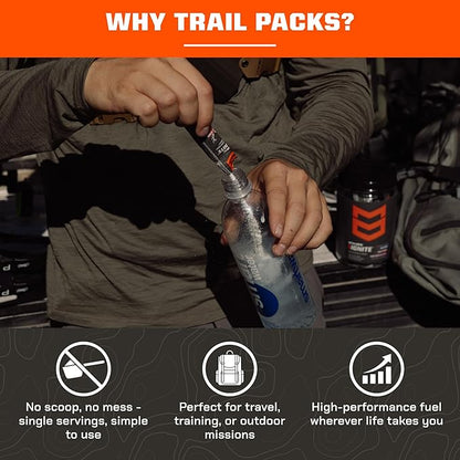 MTN OPS Ignite Sugar Free Energy Drink Powder Trail Packs with 200mg Caffeine, Travel Pre Workout Packets for to-Go Energy, Nootropic Blend, L Arginine & L Citrulline, 20 Servings, Bugle Berry