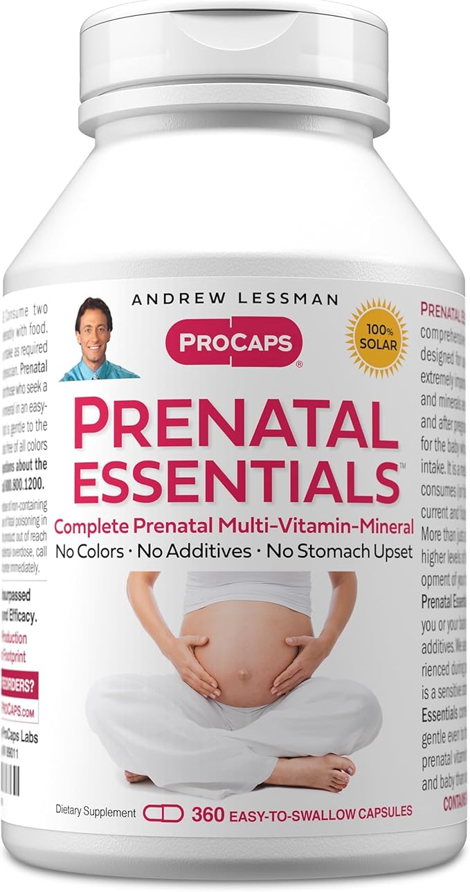 ANDREW LESSMAN Prenatal Essentials 360 Capsules - Complete Prenatal Vitamins for Women, No Additives, Nutrients for Womens Pregnancy, Postnatal-Folate Prenatal with Iron