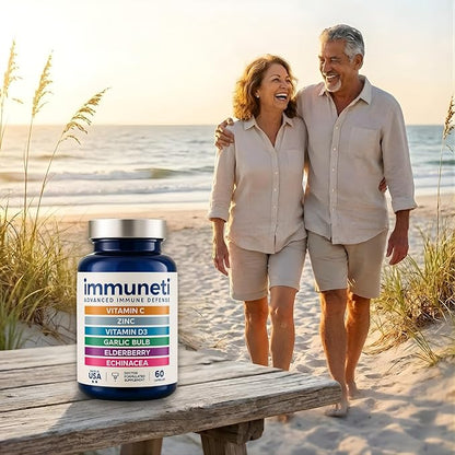 Immuneti Advanced Immune Support – Doctor Formulated 6-in-1 Daily Immunity Supplement – Made in USA – With Vitamin C, D3, Zinc, Elderberry, Garlic & Echinacea - Vital Nutrients & Antioxidants (2)