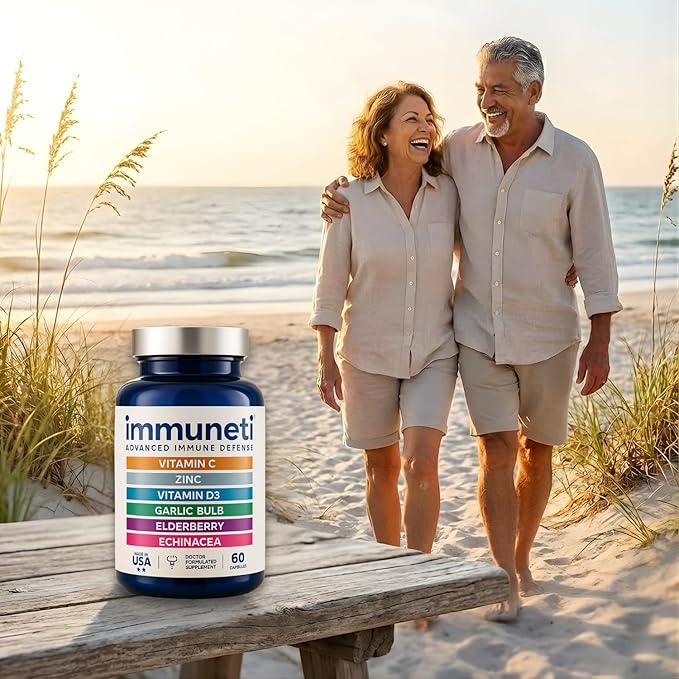 Immuneti Advanced Immune Support – Doctor Formulated 6-in-1 Daily Immunity Supplement – Made in USA – with Vitamin C, D3, Zinc, Elderberry, Garlic & Echinacea - Vital Nutrients & Antioxidants (3)