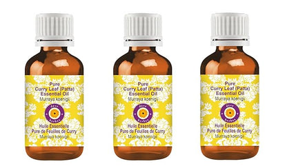 Deve Herbes Pure Curry Leaf (Patta) Essential Oil (Murraya koenigii) Steam Distilled (Pack of Three) 100ml X 3 (10 oz)