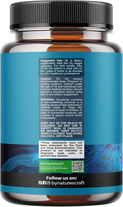 Nootropic Brain Supplement for Memory and Focus Support - Vitamins for Mental Support & Clarity with Bacopa Monnieri, VIT A, B6, Riboflavin, Niacin, Thiamin & Folate - Cognitive Complex - 60 Count