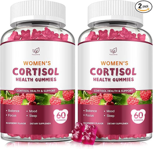 (2 Pack) Cortisol Gummies,Cortisol Reducer for Women,with rhodiola rosea,l-theanine,Phosphatidylserine,magnesium ashwagandha - Emotional support, adrenal balance, sleep, raspberry flavor, 120 Count