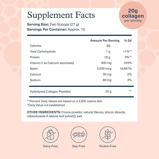 Youtheory Collagen Powder - Hydrolyzed Collagen Peptides with Vitamin C - Supports Healthy Bones, Joints & Immune System* - Chocolate - 10 oz (10-Day Supply)