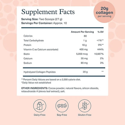 Youtheory Collagen Powder - Hydrolyzed Collagen Peptides with Vitamin C - Supports Healthy Bones, Joints & Immune System* - Chocolate - 10 oz (10-Day Supply)
