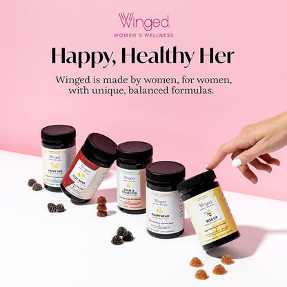 Winged Wellness Sleepyhead Natural Sleep Gummies for Women - Sleep Support Aid for Adults with 3mg Melatonin, L-Theanine, 5-HTP - Natural Gummy Supplement - Blueberry Lavender, 14 Vegan Gummies