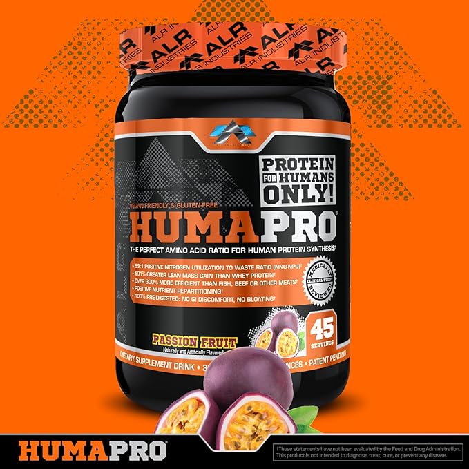 HumaPro Essential Amino Acid Formula | EAA Protein Supplement | Supports Muscle Recovery & Performance | Vegan, Gluten Free | | 45 Servings (Passion Fruit)