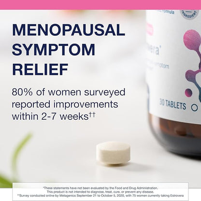 Metagenics HerWellness Estrovera - Hormone-Free Plant-Based Supplement - Supports Menopause & Perimenopause Relief - Hot Flashes, Night Sweats, Multi-Symptom Support - Vegetarian, Non-GMO - 30 Tablets