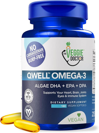 Vegan Omega 3 Supplement – Algae Omega 3 with DHA EPA DPA – Vegan Capsules from Algal – Fish Oil Alternative – Plant-Based Algae Oil Formula – Non-GMO, Carrageenan-Free (180 Capsules, 3 Month Supply)