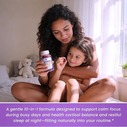 Lukaree 10-in-1 Saffron Gummies Supplements for Mood, Focus & Eye Support with L-Theanine 200mg, GABA, Ashwagandha, Lutein, Zeaxanthin & Astaxanthin, Sugar Free, Vegan, Berry Flavor, 2 Pack 120 Count