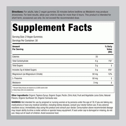 Piping Rock Melatonin Gummies | with Magnesium and L-Theanine | Blueberry Pomegranate Flavor | Vegan, Non-GMO and Gluten Free Supplement