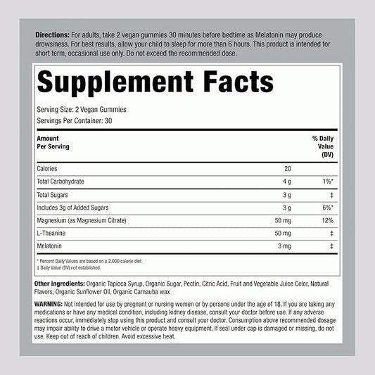 Piping Rock Melatonin Gummies | with Magnesium and L-Theanine | Blueberry Pomegranate Flavor | Vegan, Non-GMO and Gluten Free Supplement