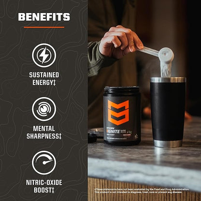 MTN OPS Ignite Lite Sugar Free Energy Drink Powder with 100mg Caffeine, Nootropic Blend for Energy & Focus, L Arginine & L Citrulline for Endurance, 45 Servings, Forest Berry