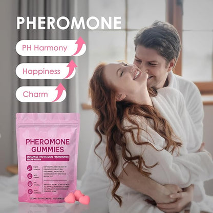 Pheromone Gummies for Women – Enhance Natural Scent & Confidence Support, Strawberry Flavor, 60 Gummies